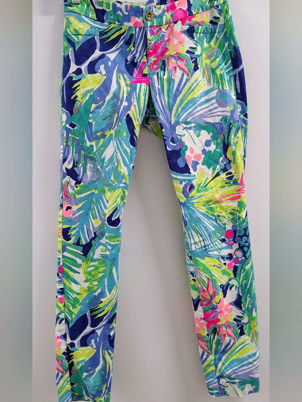 Lilly Pulitzer Kelly High Rise Skinny Ankle Pants -Multi Purrfect Tropical Sz 0